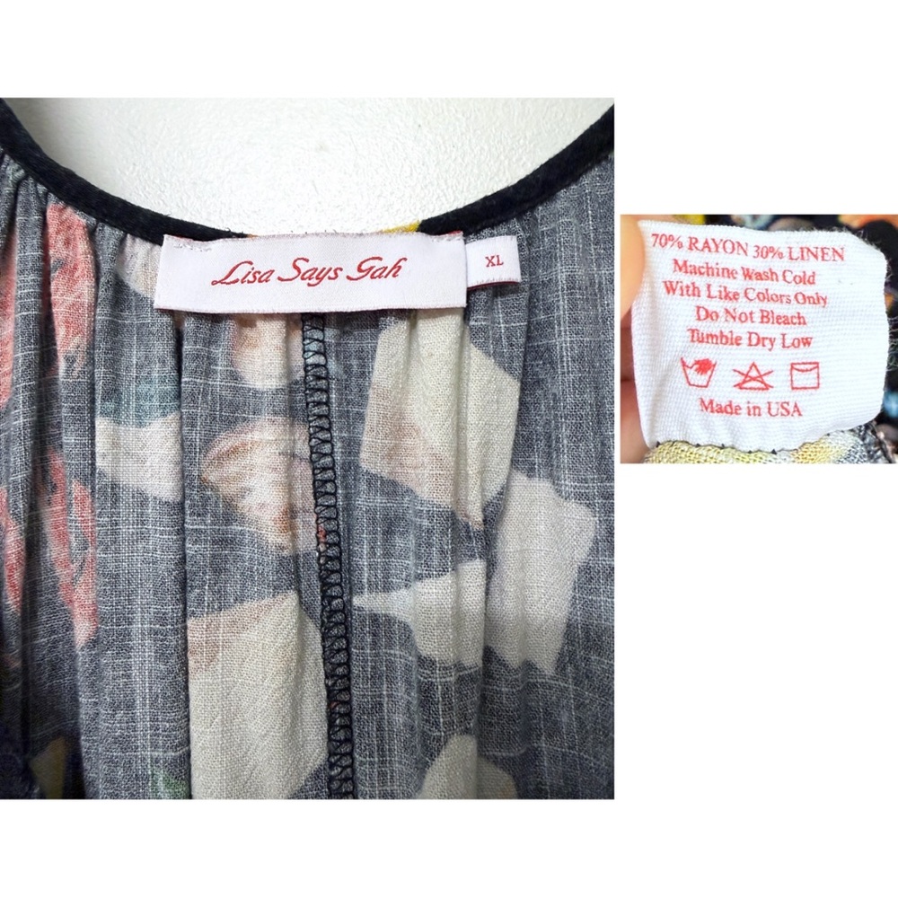 Lisa Says Gah Lux Food Print Maxi Dress Tapas Black Lemon Olive Fruit XL - Picture 3 of 14